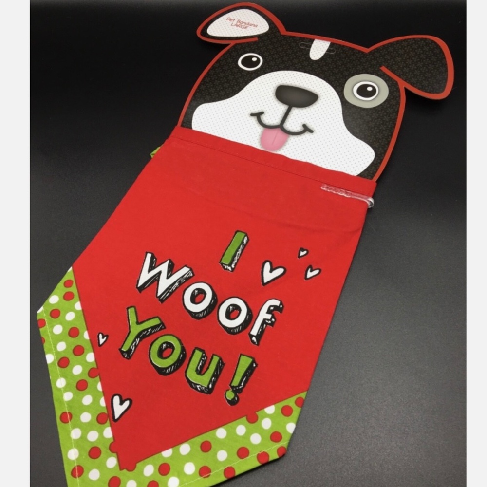 Christmas Bandana for dogs - I Woof you! - size small